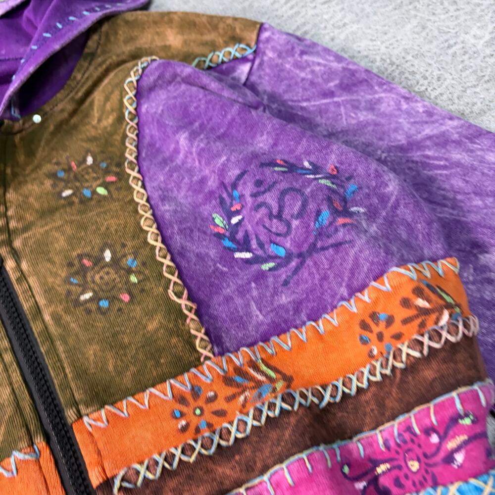 Patchwork Multicolor Embroidered Zip Up Hoodie - image 3